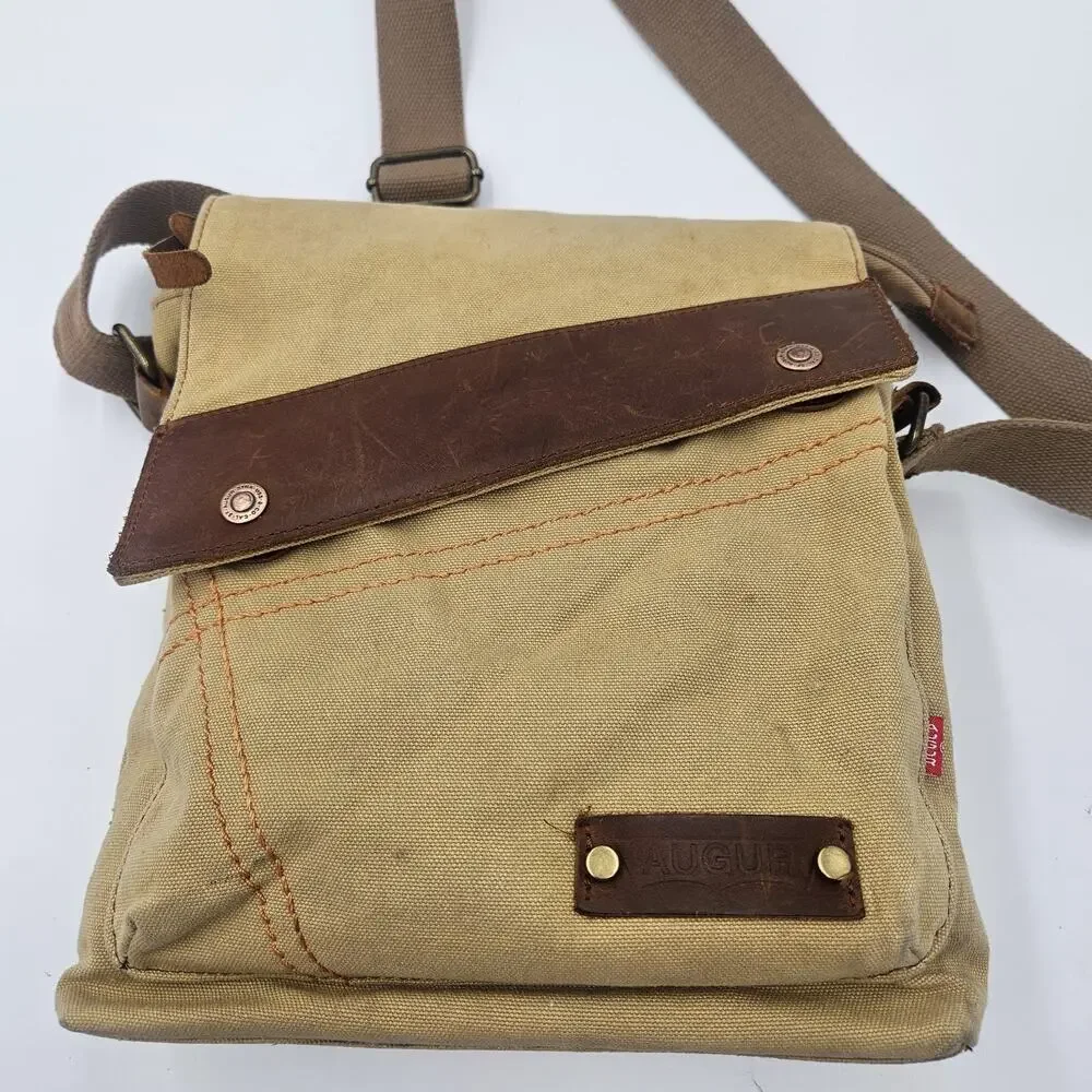Augur Strauss Mustard Canvas Shoulder Messenger Medium Bag Multipurpose Travel